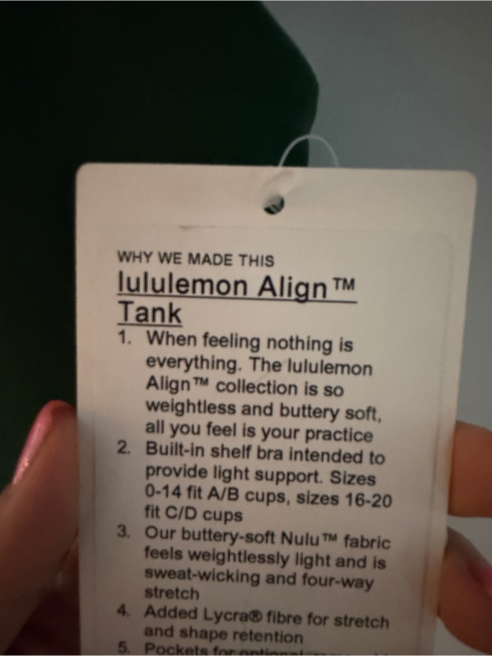 Lululemon Align Tank 0 NWT Evergreen - Picture 3 of 5